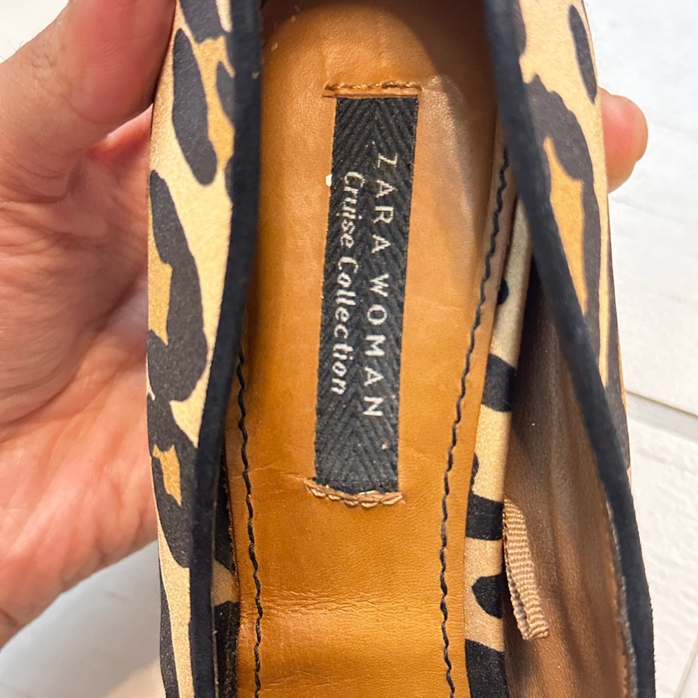 Zara Animal Print Peep Toe Heels - Picture 5 of 9